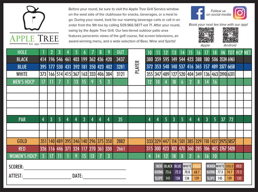 Apple Tree Golf Course scorecard