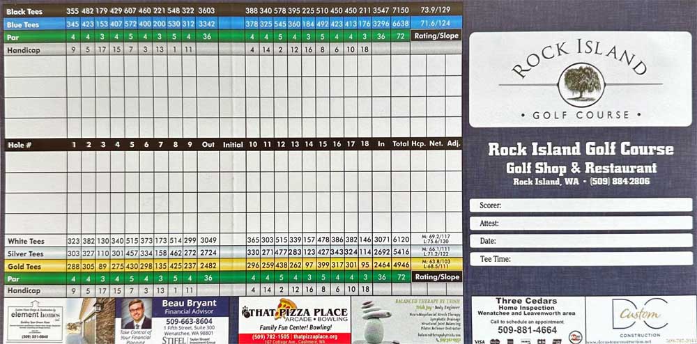 Rock Island golf course scorecard