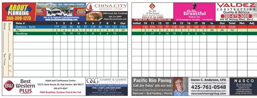Deception Pass golf course scorecard
